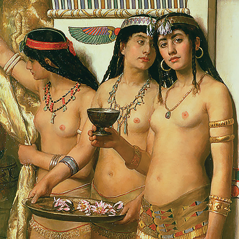 «&nbsp;Pharaoh's Handmaidens&nbsp;», John Collier, 1882 - Reproduction sur toile, H 38,5 po x l 28,5 po