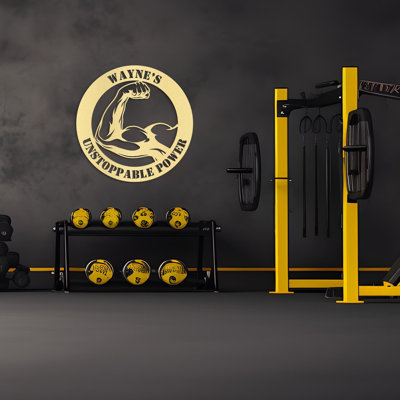 Gold Gym Metal Wall Art, Custom Name Fitness Sign, Home Gym Decor, Workout Motivation, Bodybuilding Gift for Him