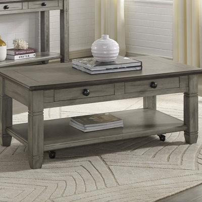 Table basse et 1 table basse avec roulettes et 2 tiroirs