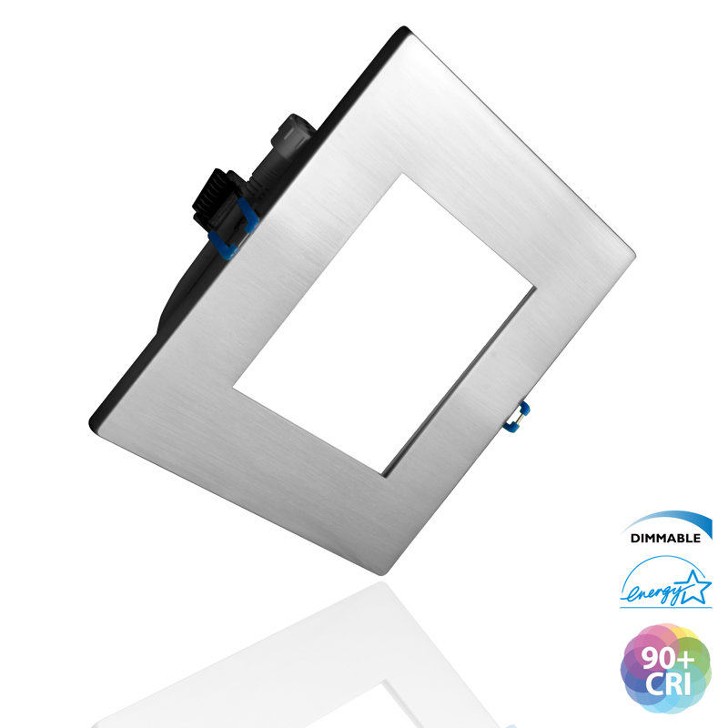 Dimmable Square Flush Mount, Nickel, 896 lm, 4000K