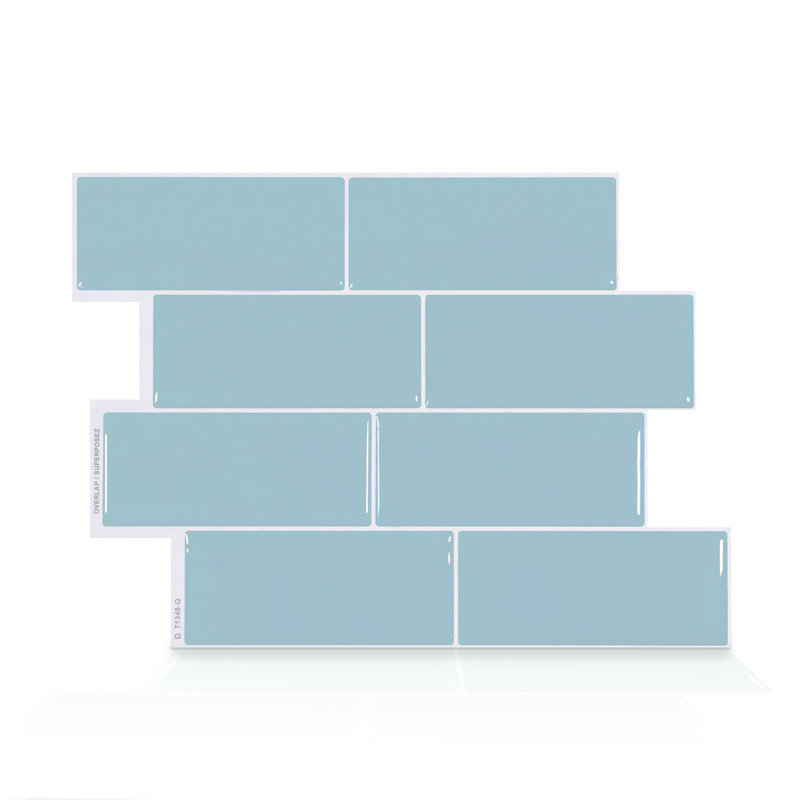 Carreau de dosseret en gel adhésif style métro 12 po x 8 po, Babe Blue