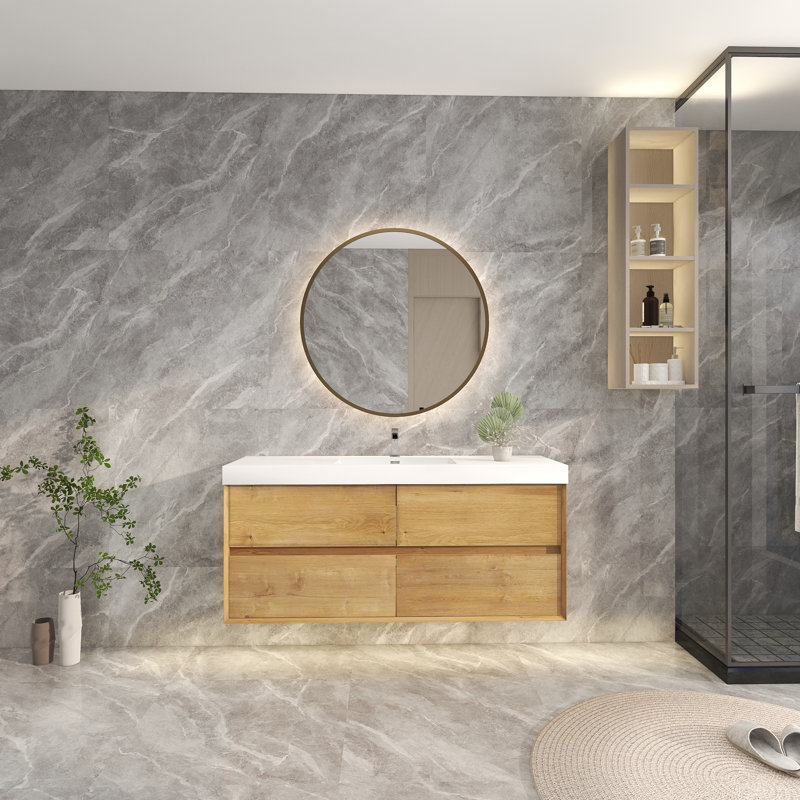 Ensemble de meuble-lavabo simple 59 po, Chêne