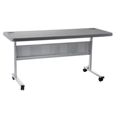 Training Rectangle Flip Top Training Table with Casters and Modesty Panel and Cable Management