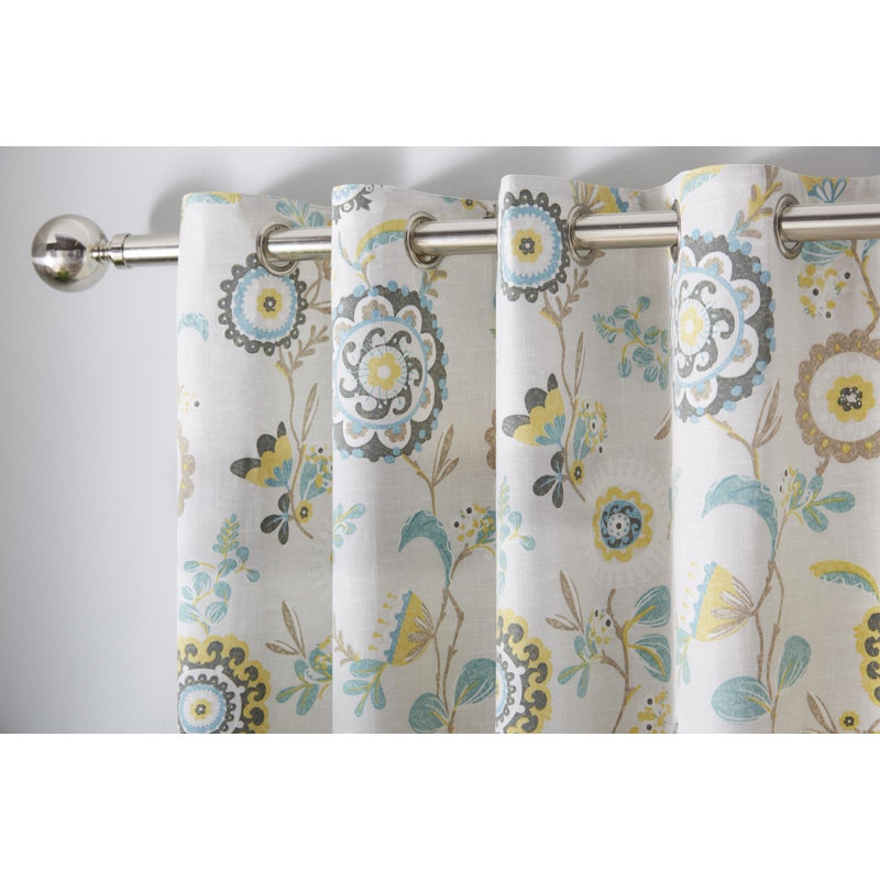 Charleston Room Darkening Curtain Panel Pair, Teal, Width 168 x Drop 183 cm
