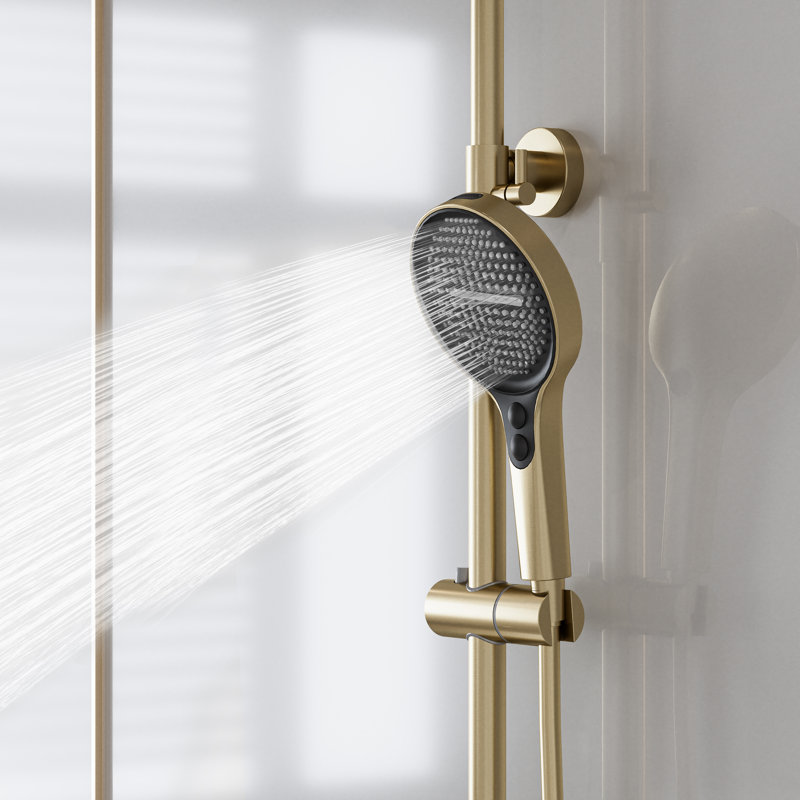 Système de douche exposé à 3 fonctions avec bec de baignoire, pomme de douche à pluie ronde 10,8 po et douche à main