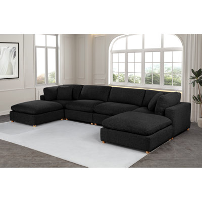 6-Piece Modular Sectional Set In Teddy Boucle Fabric