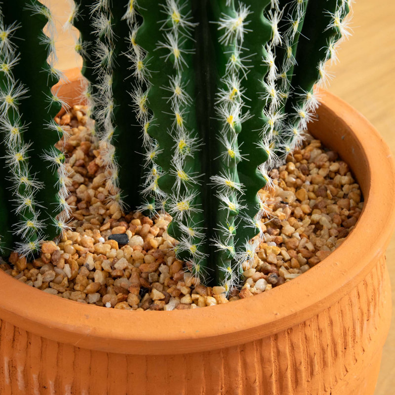 Artificial Cactus in Terracotta Planter, 41" H x 10" W x 10" D