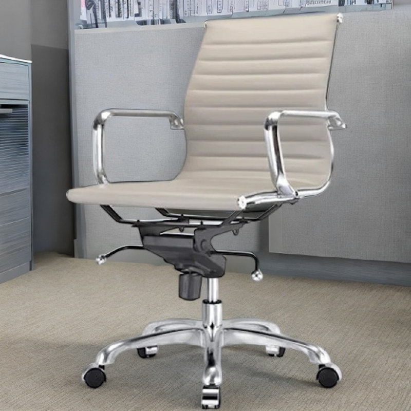 Lonty Leather  Office Chair, Gray, Silver