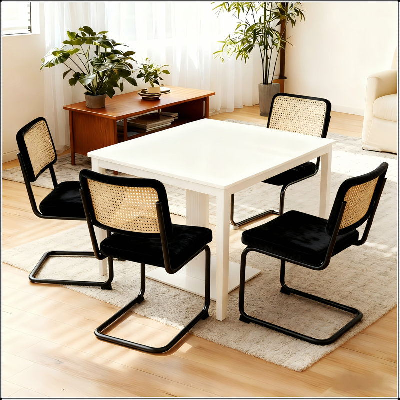Ensemble de chaises de salle à manger rembourrées Modern, Beige, Beige, Argent