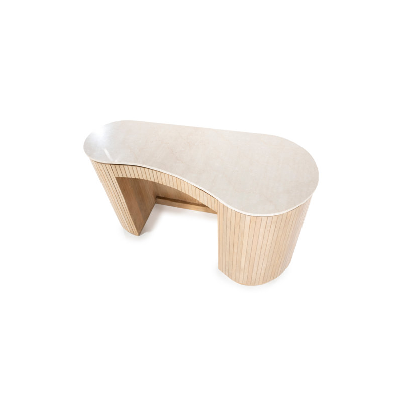 Desk Marble Computer Desk, White, Natural