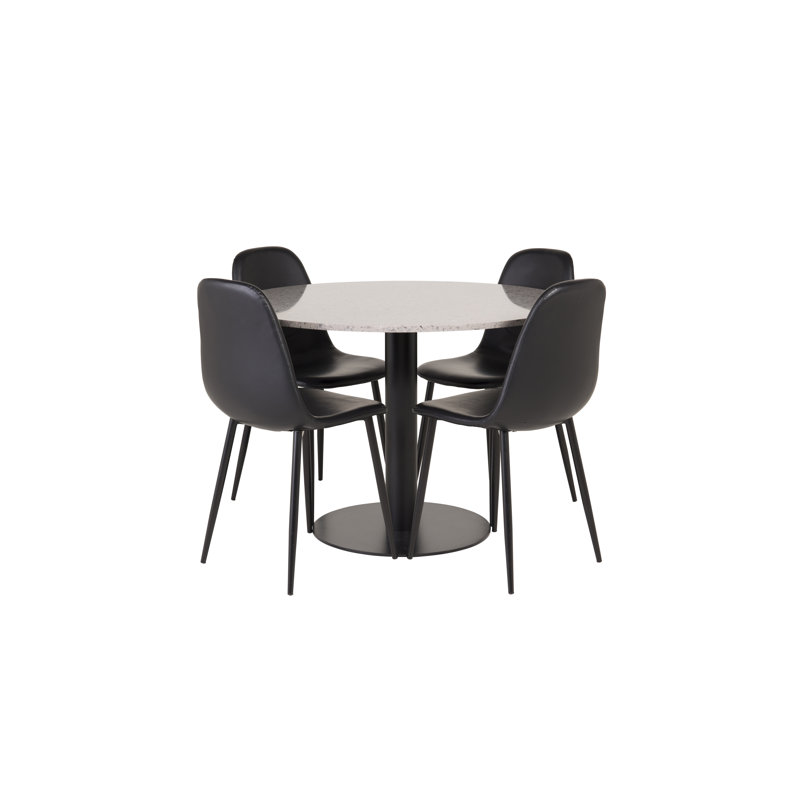 Withernsea 4 - Person Dining Set, Black, Brown