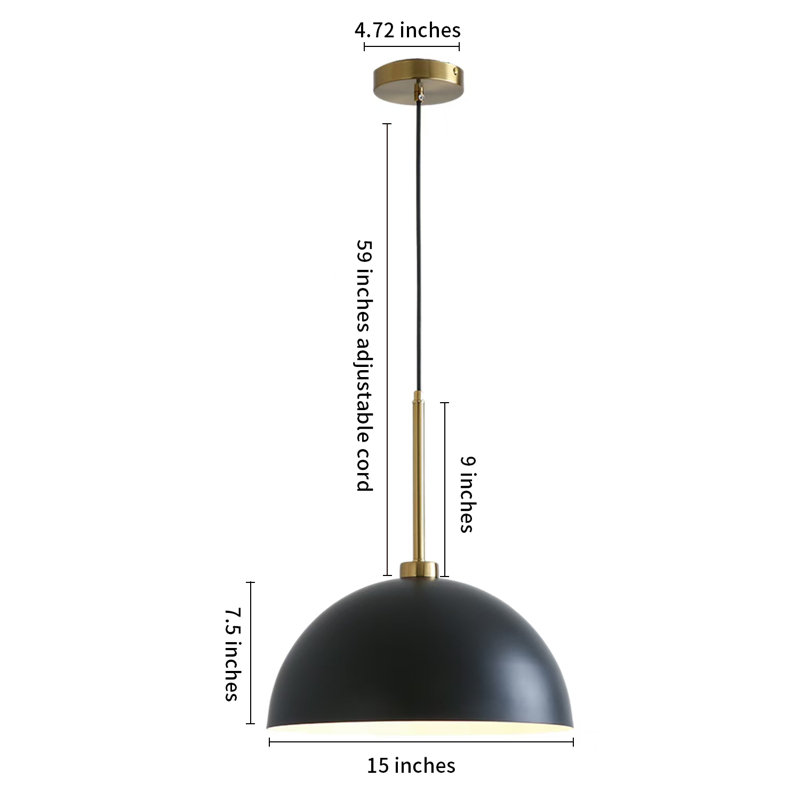 Paquet de 3 luminaires suspendus surdimensionnés noirs de 15 po, 3