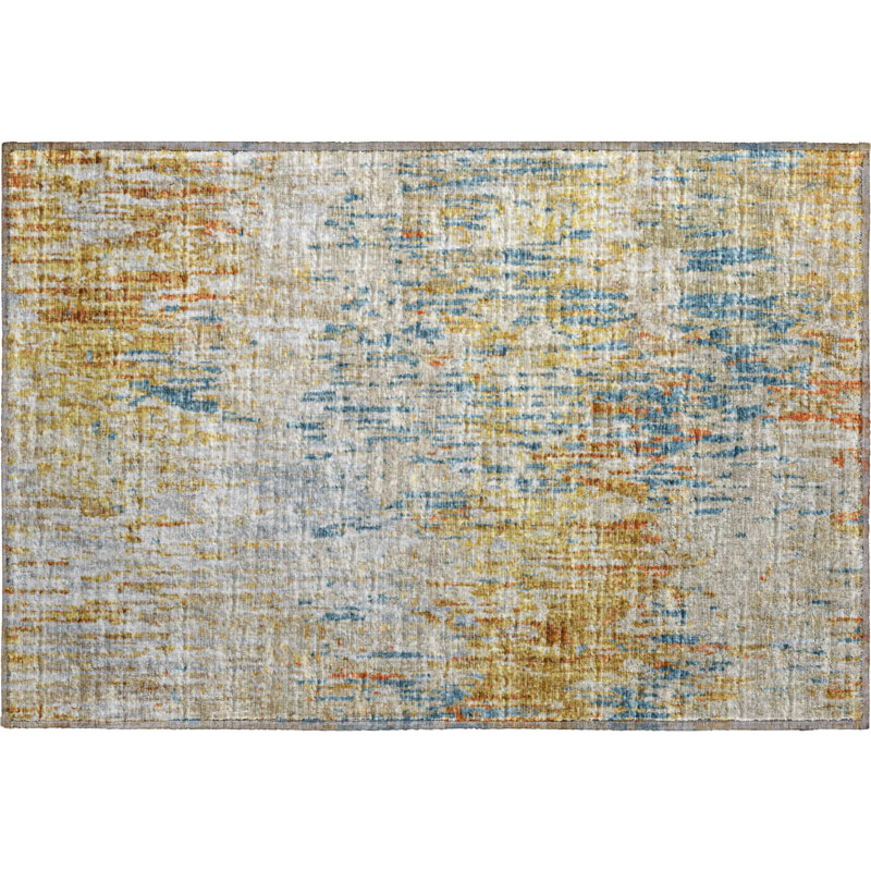 Premium Machine Washable Driessen AMF66 Gilded Rug, Rectangle 1'8" x 2'6"