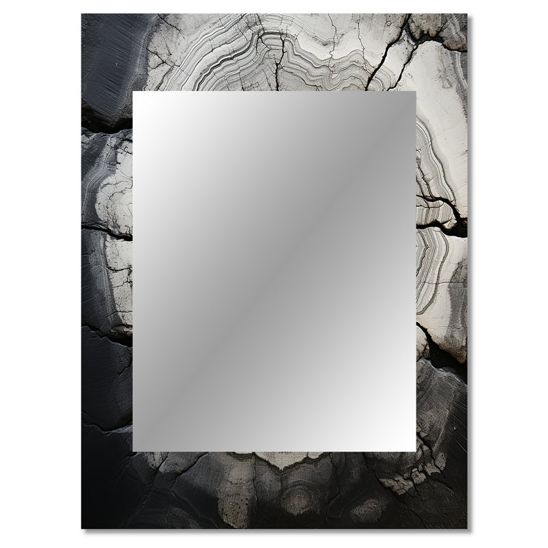 Géode de pierre grise minimalisme - grand miroir mural en pierre spirituelle, miroir traditionnel unique, impression d'art en métal
