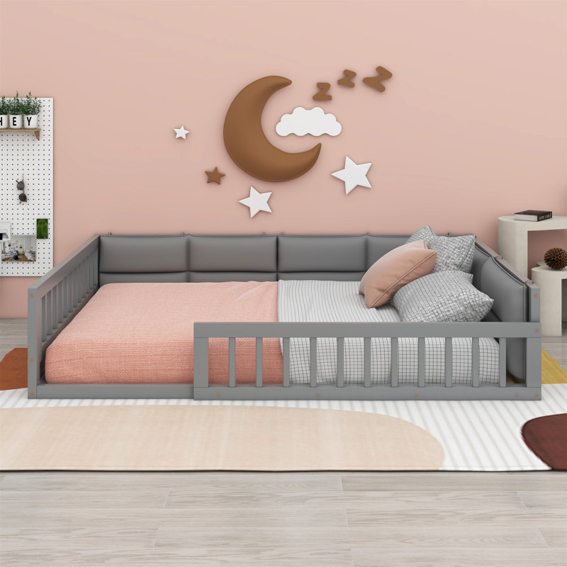 Lit plateforme tapissier Jayzen, gris