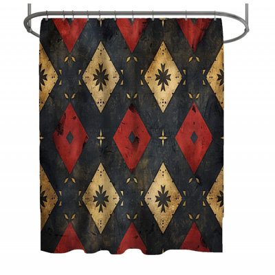 Rideau de douche à motifs géométriques - Décoration de salle de bain
