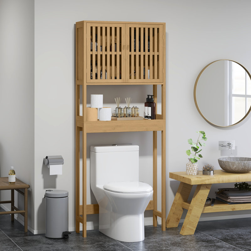 Natural Over Toilet Shelving - Ample Storage With Adjustable Shelf And Open Design Bathroom Cabinet For Spacious Interior