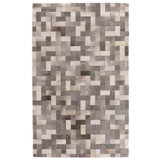 Natural Hide Cowhide Geometric Area Rug in Silver