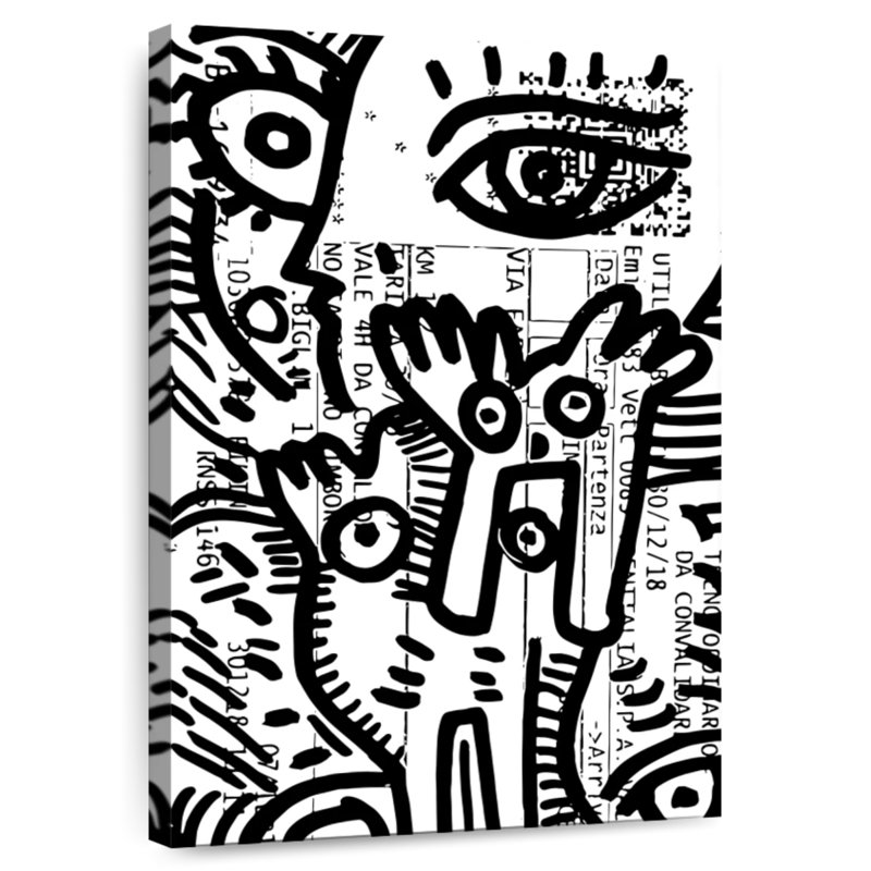 Ashelle graffiti noir et blanc italien, H 24 po x l 16 po