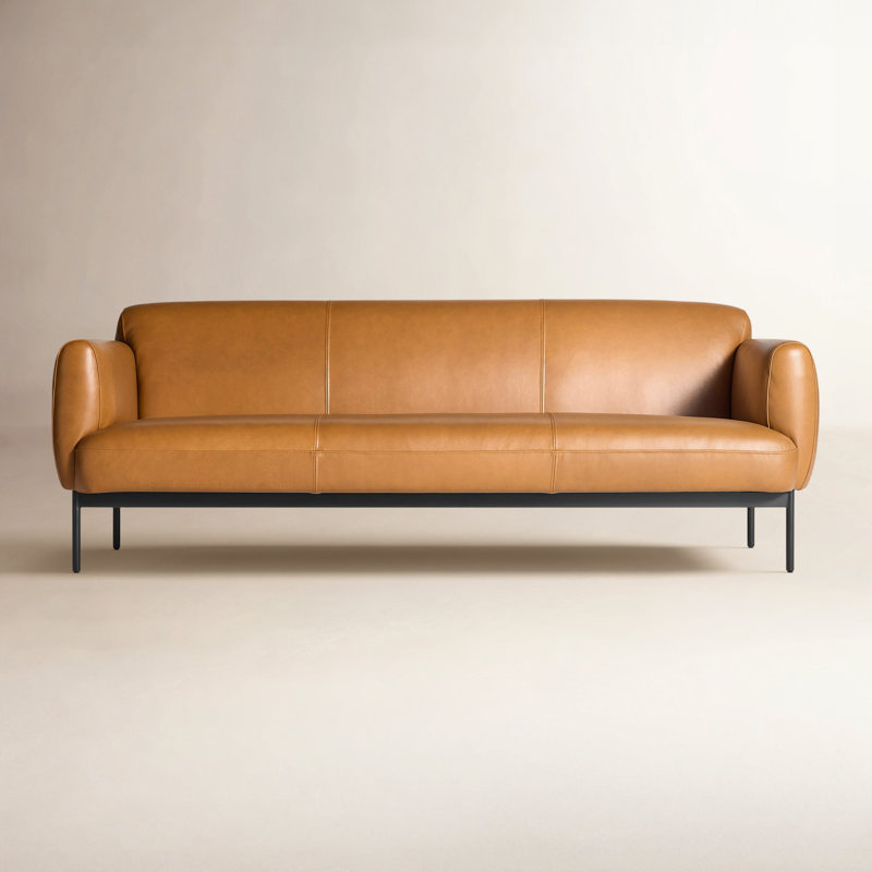 Puff Puff Leather Sofa, 31" H x 87" W x 35" D
