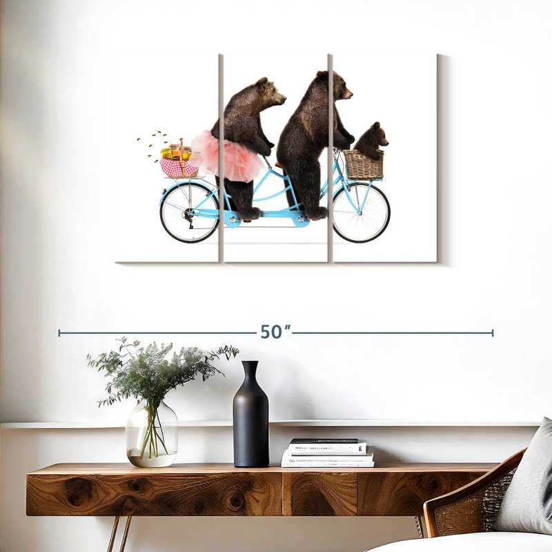 Ketti Three Bears Riding Bike, 24" H x 38" W