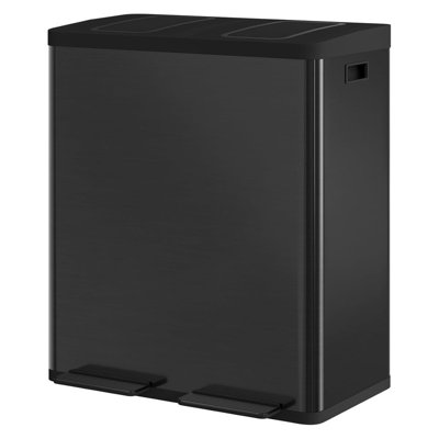 Kitchen Dual Trash Can, 2 x 10.6 gal (2x40L) Recycling Bins, Stainless Steel Double Step Garbage Can with Soft-Close Lid