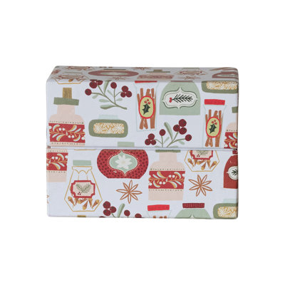 Holiday Printed Paper Recipe Box With Cards