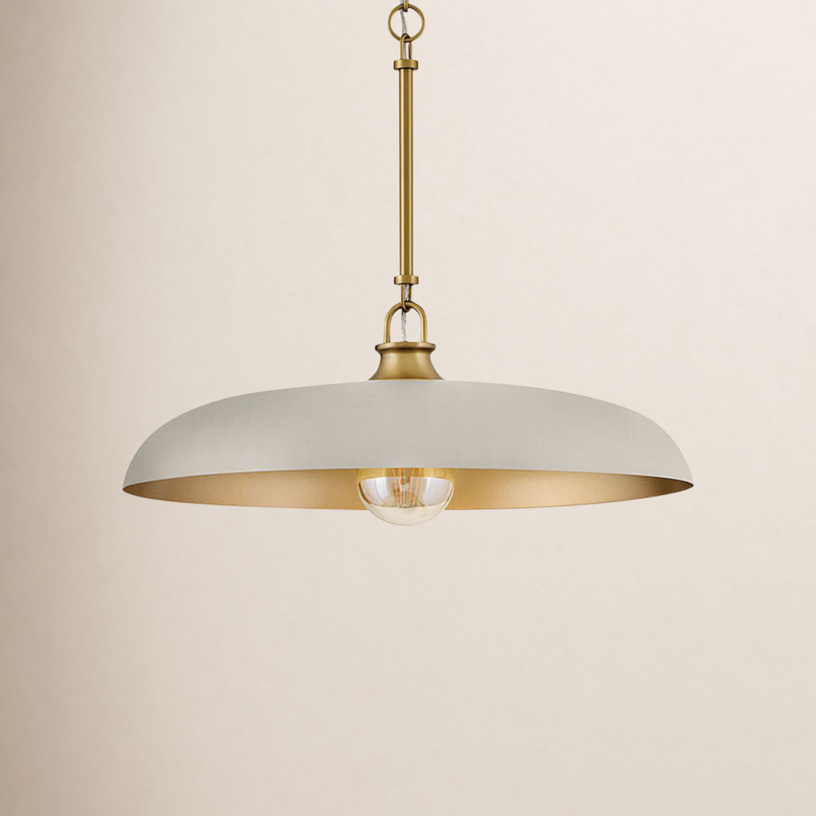 Hinkley Sadie Dimmable Single Light Pendant, 6.25" H x 18" W x 18" D, Light Taupe