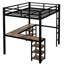 Lit mezzanine en métal avec bureau et précautions - Les tablettes noires de la chambre à coucher utilisent pleinement l'espace,