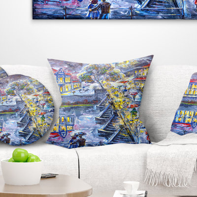 City at Night Graphics Art - Cityscape Printed Throw Pillow