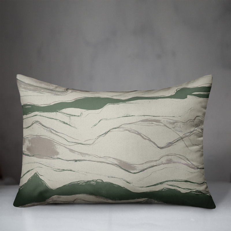 Abstract Outdoor Reversible Throw Pillow, Green