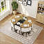 Ensemble de table de salle à manger 7 pièces ovale avec grain de bois fixe et plateau en triamine noire et 6 chaises en similicuir blanc, parfait pour les petits espaces et les cuisines modernes-129892173-130075979-130075978
