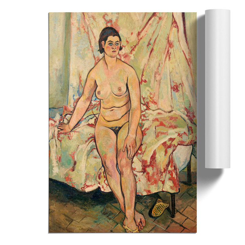 Nude Sitting On The Bed by Suzanne Valadon - No Frame Painting, 42cm H x 30cm W x 0.1cm D