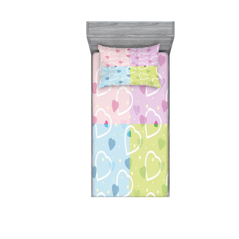 Ensemble de draps Big Little Heart, Ensemble de draps pour lit simple TG avec drap-hou