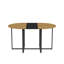 Ensemble de table de salle à manger 7 pièces ovale, plateau en grain de bois fixe et triamine noire avec 6 chaises en similicuir noir, ensemble de table de cuisine moderne pour 6 personnes, idéal pour les petits espaces, appartement, salle à manger-406651340