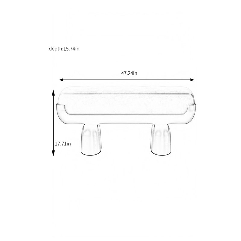 Banc de bout de lit italien de luxe, H 17,71 po x l 47,24 po x P 15,74 po