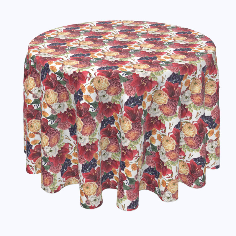 Deandres Floral Round Tablecloth, 114" x 114"