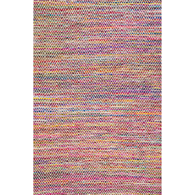 Jymere Handmade Tufted Chevron Red/ Multicolored Rug, Rectangle 9'6" x 13'6"