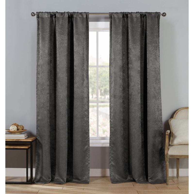 Larson Blackout Curtain Pair, 27'' W x 84'' L, Gray