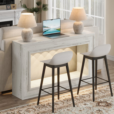 Console de 55 po avec éclairage à DEL, tables d'entrée en bois, tables de canapé