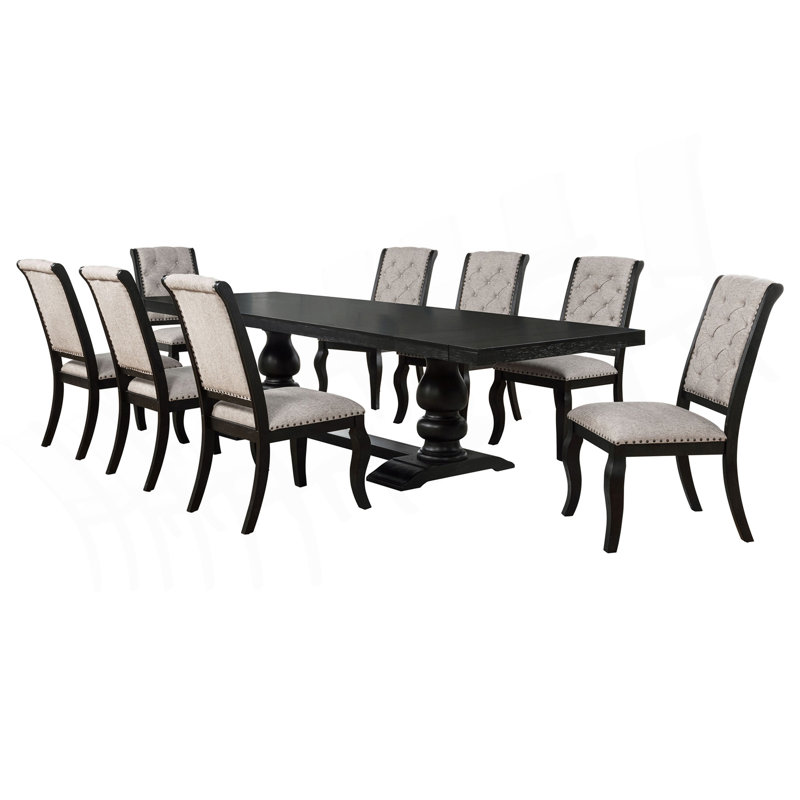 Kinzler Tan / Distressed Noir 9-piece Dining Set