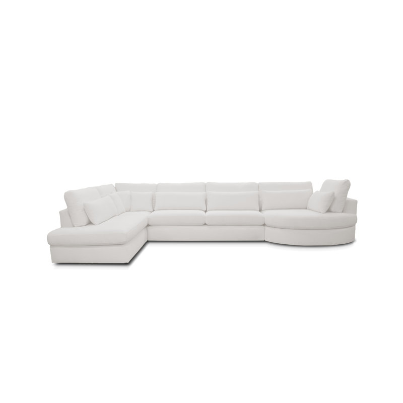 6 Seater Corner Sofa , White, Left Hand Facing