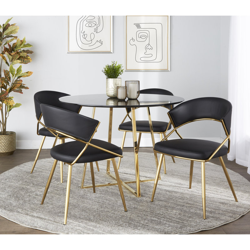 Loehr Faux Leather Upholstered Side Chairs, Black