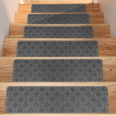 Stair Treads for Wooden Steps 14 Pcs Non Slip , 8 x 30inch Stair Runner Carpet Treads Indoor（Grey）