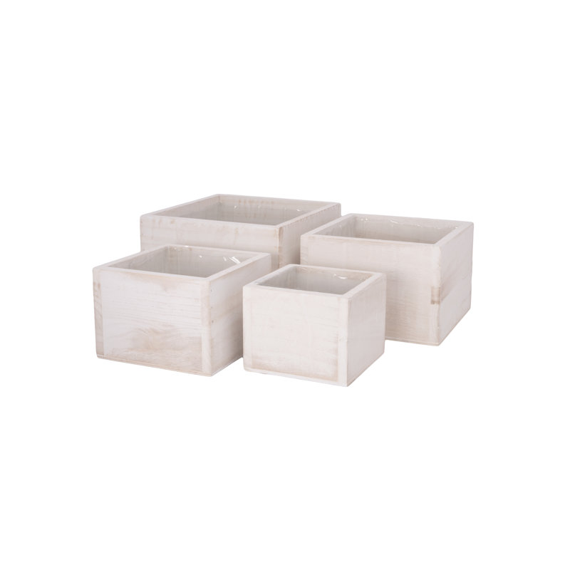 Wooden Planter Set Of Four White