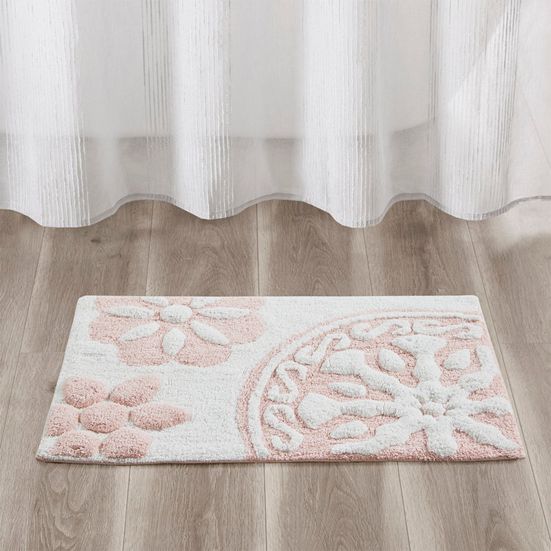 Tapis de bain en coton touffeté Medallion, Rose, L 0,5 po x l 20 po