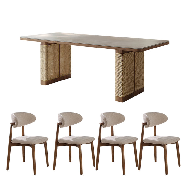 Ensemble de table de salle à manger rectangulaire simple de style rétro, H 29,5 po x L 55,1 po x l 29,5 po
