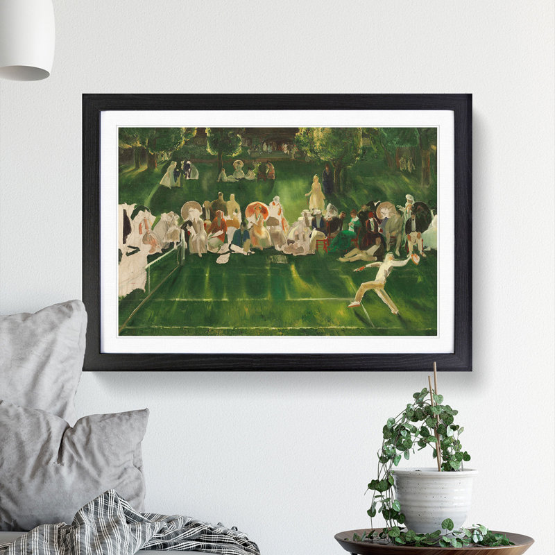 Tennis at Newport Vol.2 by George Bellows - Picture Frame Painting, 36cm H x 48cm W x 2cm D, Black