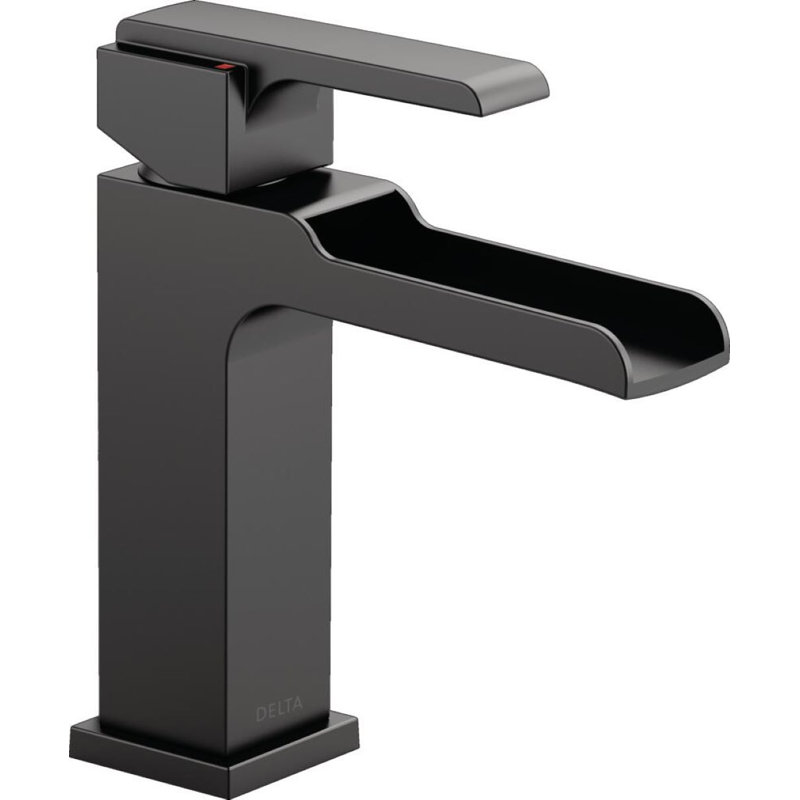 Robinet de salle de bain monotrou Ara, Avec fonction escamotable, Noir mat