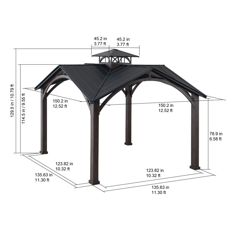 Sunjoy 12.5' x 12.5' Roanforth Hardtop Gazebo